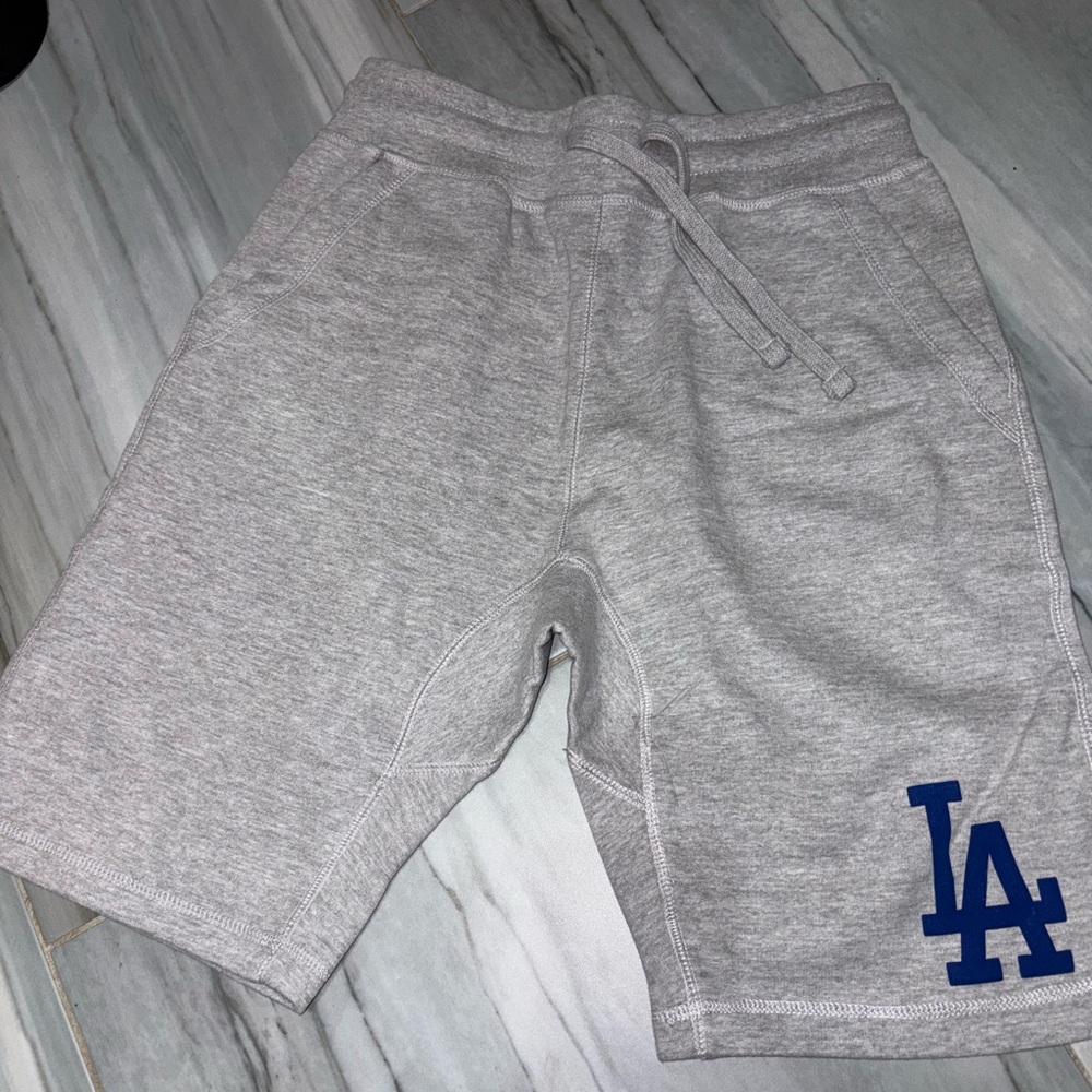 Los Angeles Apparel Light Gray Athletic Shorts with Navy Logo